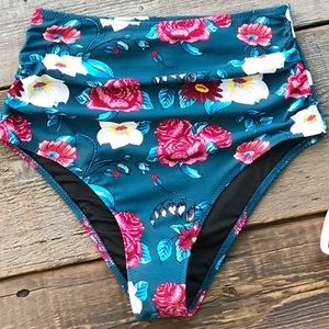 Brand new! High waisted Blue Floral bikini bottoms